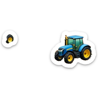 colorful rural landscape, inspired by farming simulators like Farming Simulator 22. The design shows fields, tractors, and barns, with vibrant crops and animals in the background. The peaceful farming scene symbolizes the immersive experience of managing a farm, with a transparent background sticker