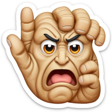 Hazme una mano formando un 3 con una cara de enojado  sticker