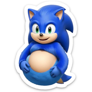 Sonic the hedgehog character with pregnant belly sticker
