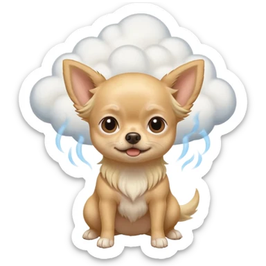 Blonde long hair chihuahua with fart cloud sticker