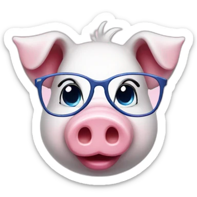 Pink piggy with glasses and blue eyes sticker