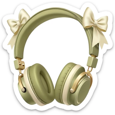 Pale olive headphones with cream bows sticker