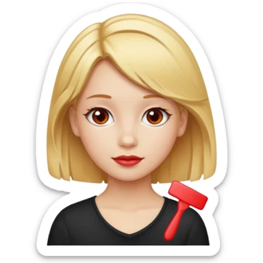  girl with blonde hair and red color hairclip sticker