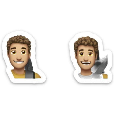 2 guys smiling looking out the back window of a car sticker