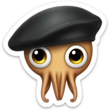 Squid wearing a black beret sticker