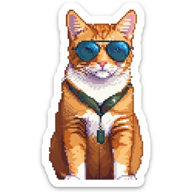 orange tabby cat wearing aviator sunglasses sticker