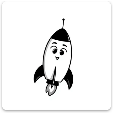 A hand-drawn rocket with large cute anime-style eyes sticker