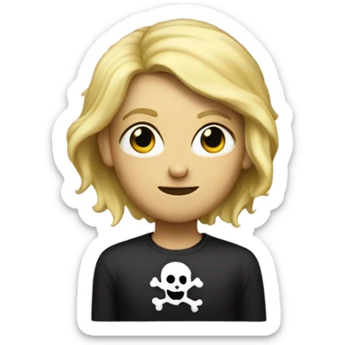 A figure on a skull and crossbones monture with blond hair
 sticker