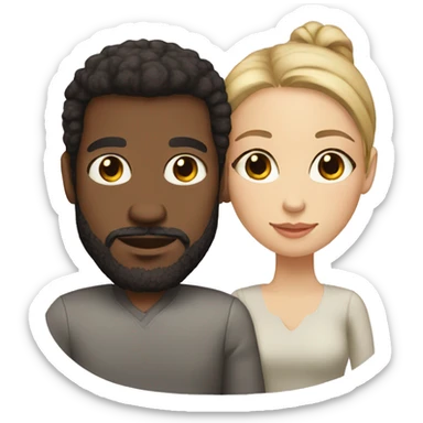 Couple black man with beard and very light skinned woman sticker