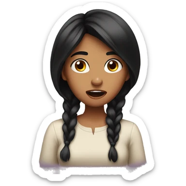girl with black hair shocked sticker