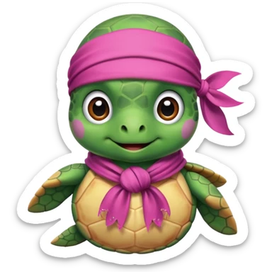 cute sea turtle wearing a pink pirate scarf sticker