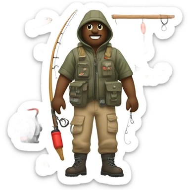 Doodle with fishing gear  sticker