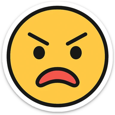 very bad face emoji, angry or sad, furrowed brows sticker