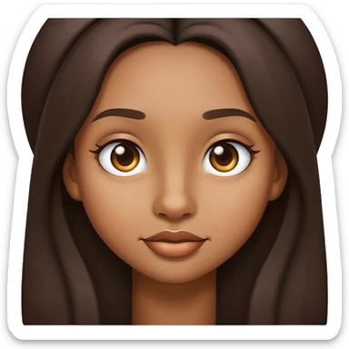 light brown skin girl with dark brown long hair emoji nose sticker