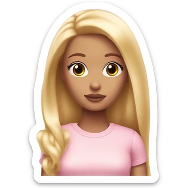 sad blonde girl depressed light light pink Barbie sticker