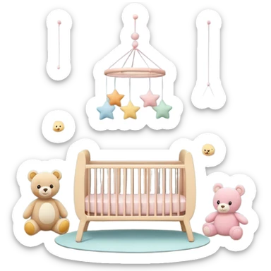 baby room, Nursery with pastel walls and hanging mobile sticker