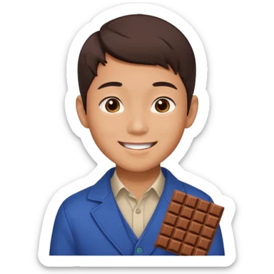 a pretty male bratz asian boy smiling with chocolates sticker