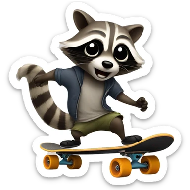 Raccoon on a skateboard  sticker