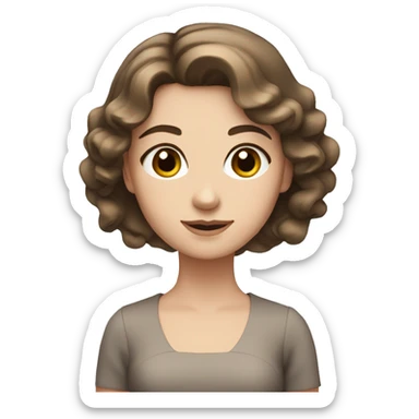White girl with grey eyes and brown hair with flowing dress sticker