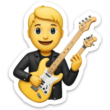 Bana elektronik gitar emojisi yap ama bir tane yüz emojisinin elinde olsun sticker