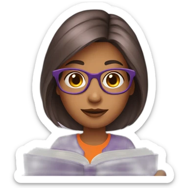 highlights-medium-hair-girl-wearing-purple-blouse-reading-a-orange-book-without-glasses sticker