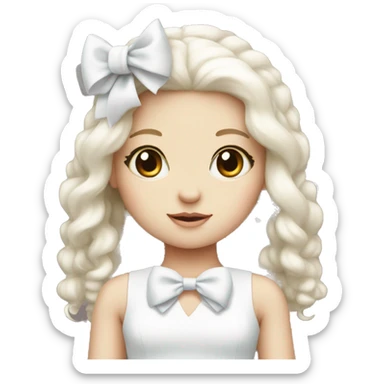 cute white doll with bow sticker