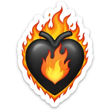 Corazón negro con fuigo sticker