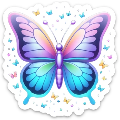 bts logo with butterflies on the logo and flying around it and light sparkles around it all sticker
