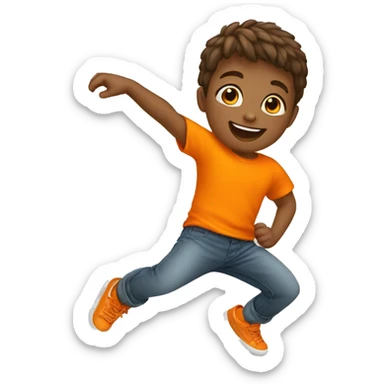 kid dance with orange t shirt  sticker