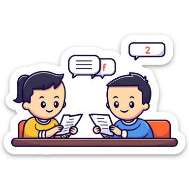 friends exchanging notes and letters sticker