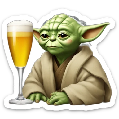 Maître Yoda qui dort avec un chat et une bière une bière sticker