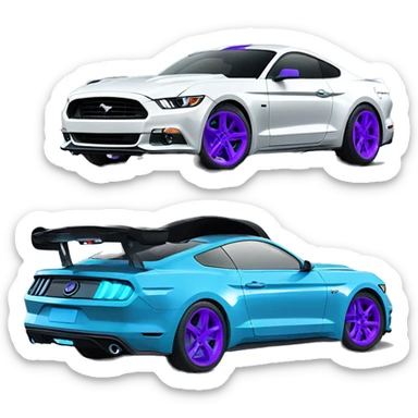 2017 ford mustang grabber blue with purple wheels sticker