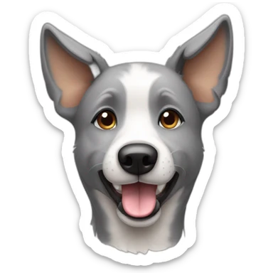cute gray-white mongrel dog with ears up sticker