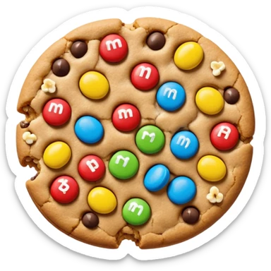 Peanut m&ms mixed with popcorn and chocolate chip cookies sticker