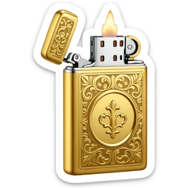 Vintage gold lighter from the Lighter and Princess drama, cinematic lighting, hyper-realistic sticker