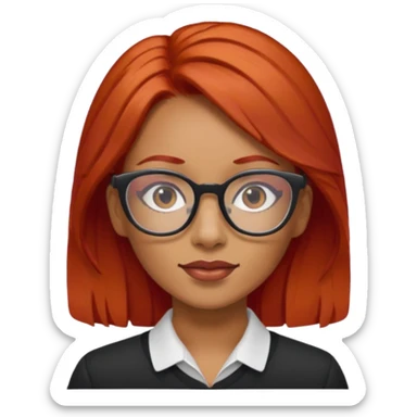 Una mujer con pelo rojo y lentes trigueña sticker