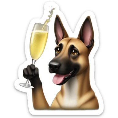 Malinois dog with champagne sticker
