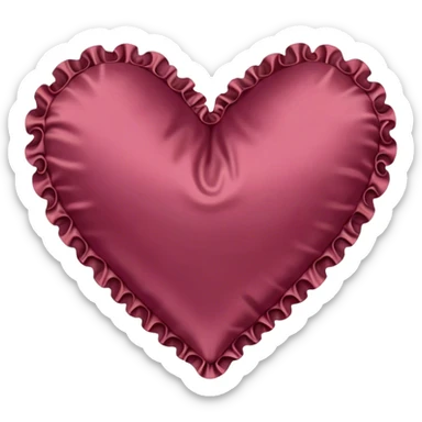 Light burgundy silk heart shaped pillow with ruffles sticker