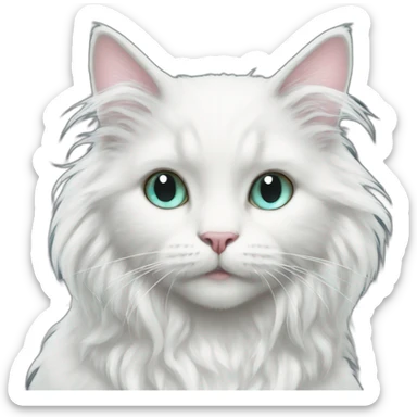 Half white fluffy cat half magic  mermaid sticker