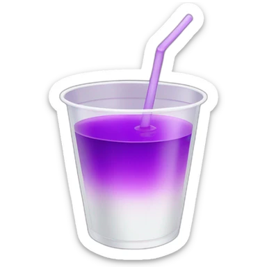 transparent mysterious purple drink in a plastic white cup sticker