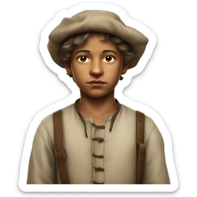 19th century peasant boy without headdress photorealistic serious sticker