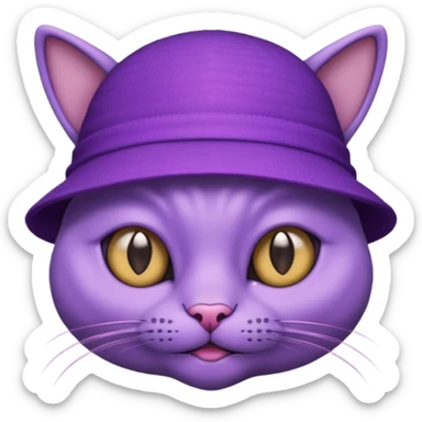 purple alien cat with no fur, and spectacles and hat sticker