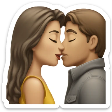 kiss-kiss white brunette girl white brunette man  sticker