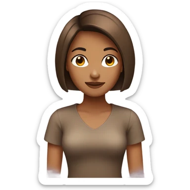 Girl with bob haircut in brown color sticker