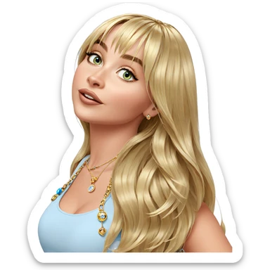 blonde girl with jewelry sticker