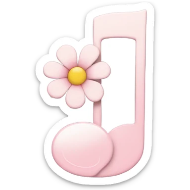 Pale pink music note with pale pink flower  sticker