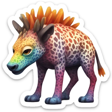 a colorful edgy vernid-fionbri-animal-creature with splash patterns full body sticker