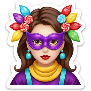 girl with a lot of accessories and masks made out of candy sticker