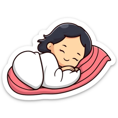 adorable girl sleeping with a small blanket sticker