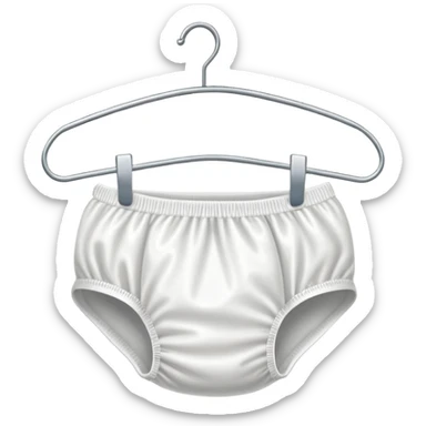 a single white regular diaper hanged on a wired hanger sticker
